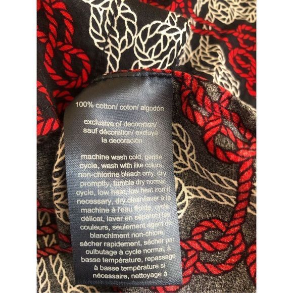 TOMMY HILFIGER Navy w/ Red & White Knotted Rope Print Tabbed Sleeve Shirt Sz 1X - Picture 13 of 13